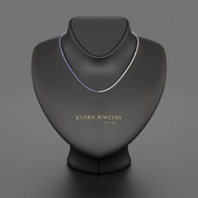 Natural Sapphire & Diamond 50 - 50 Tennis Necklace in 14K/18K Gold - Evara Jewelry LLC