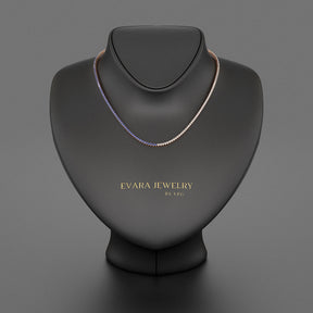 Natural Sapphire & Diamond 50 - 50 Tennis Necklace in 14K/18K Gold - Evara Jewelry LLC