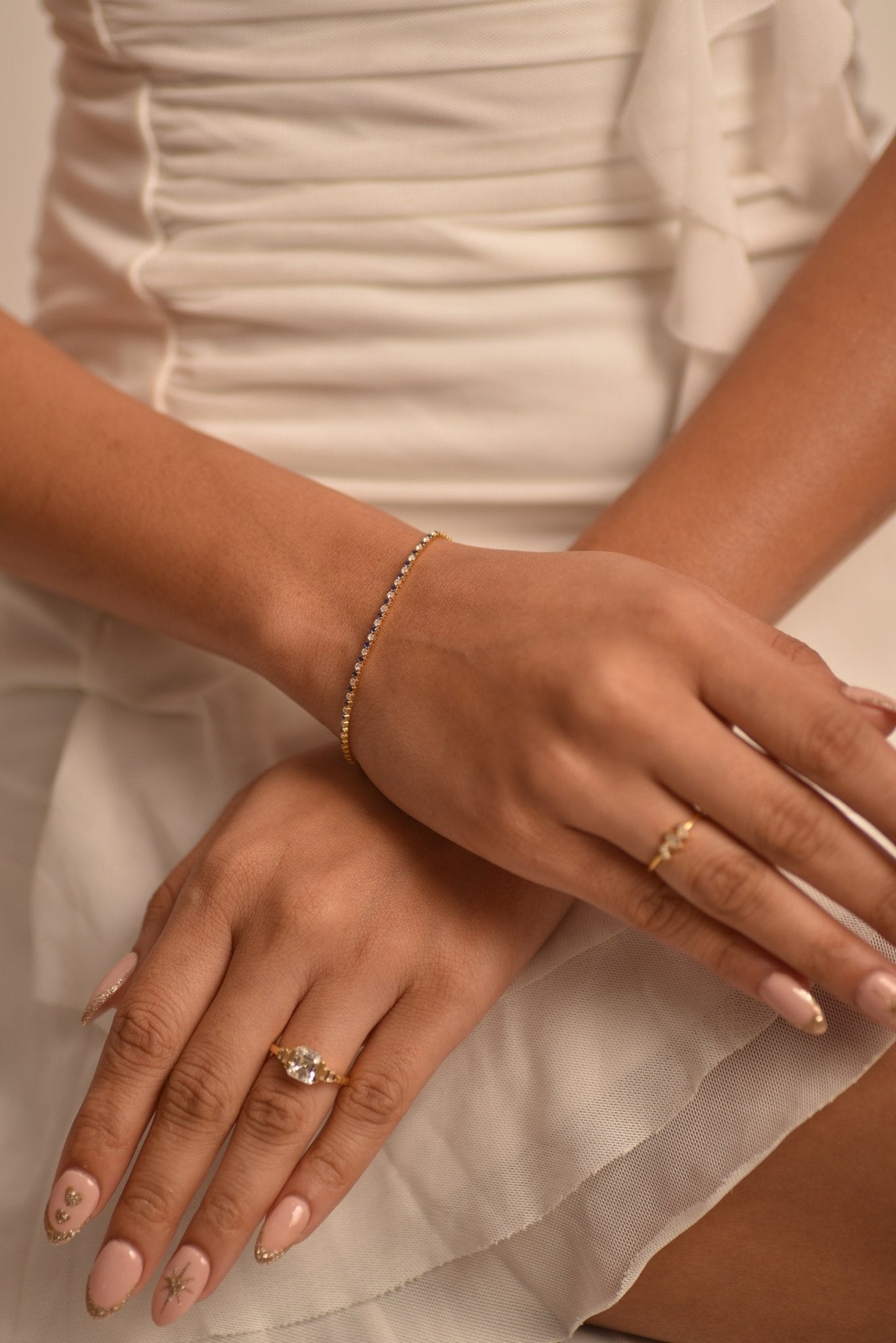 Natural Sapphire & Diamond Alternate Tennis Bracelet in 14K/18K Gold - Evara Jewelry LLC