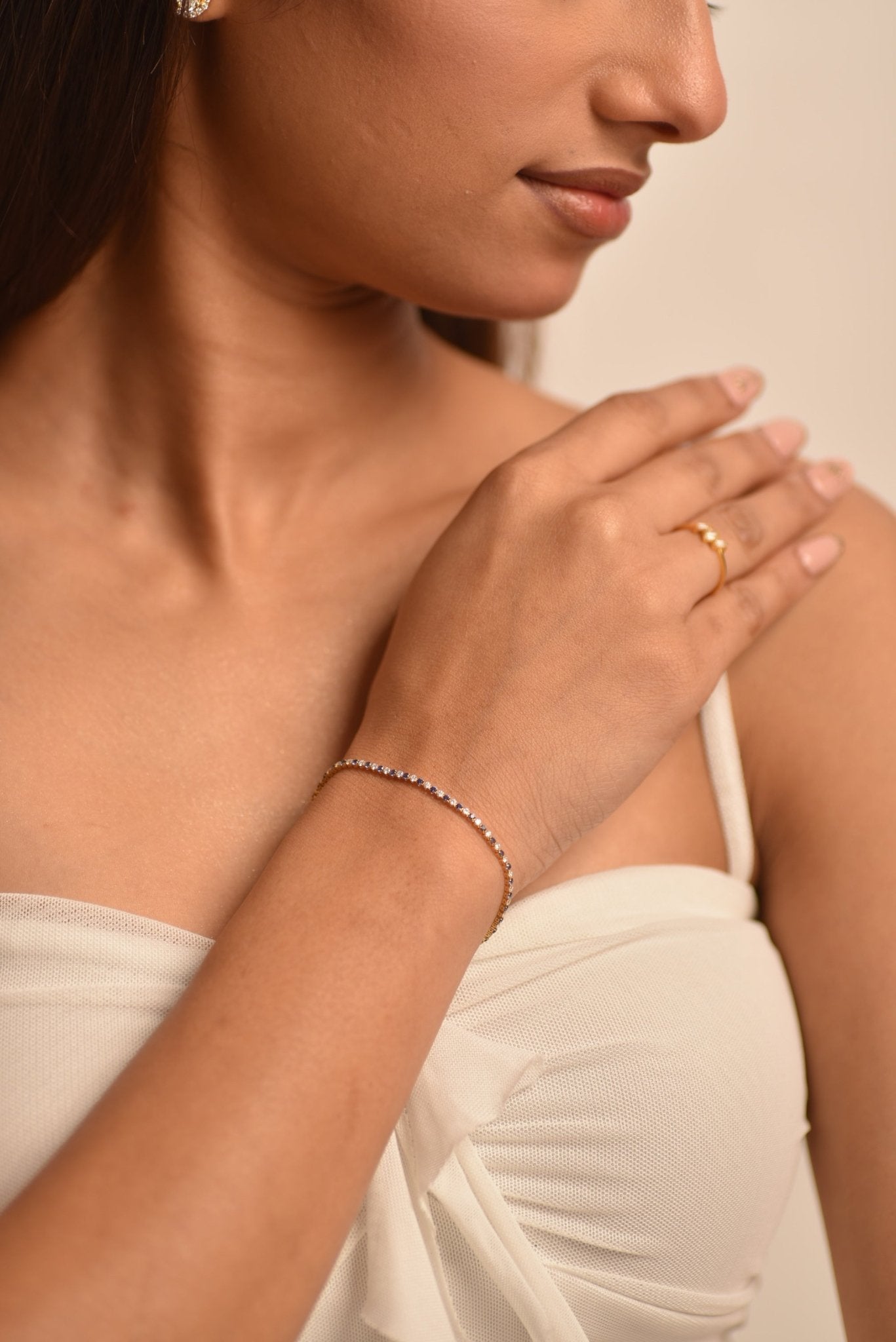 Natural Sapphire & Diamond Alternate Tennis Bracelet in 14K/18K Gold - Evara Jewelry LLC