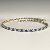 Natural Sapphire & Diamond Alternate Tennis Bracelet in 14K/18K Gold - Evara Jewelry LLC