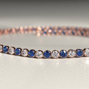 Natural Sapphire & Diamond Alternate Tennis Bracelet in 14K/18K Gold - Evara Jewelry LLC
