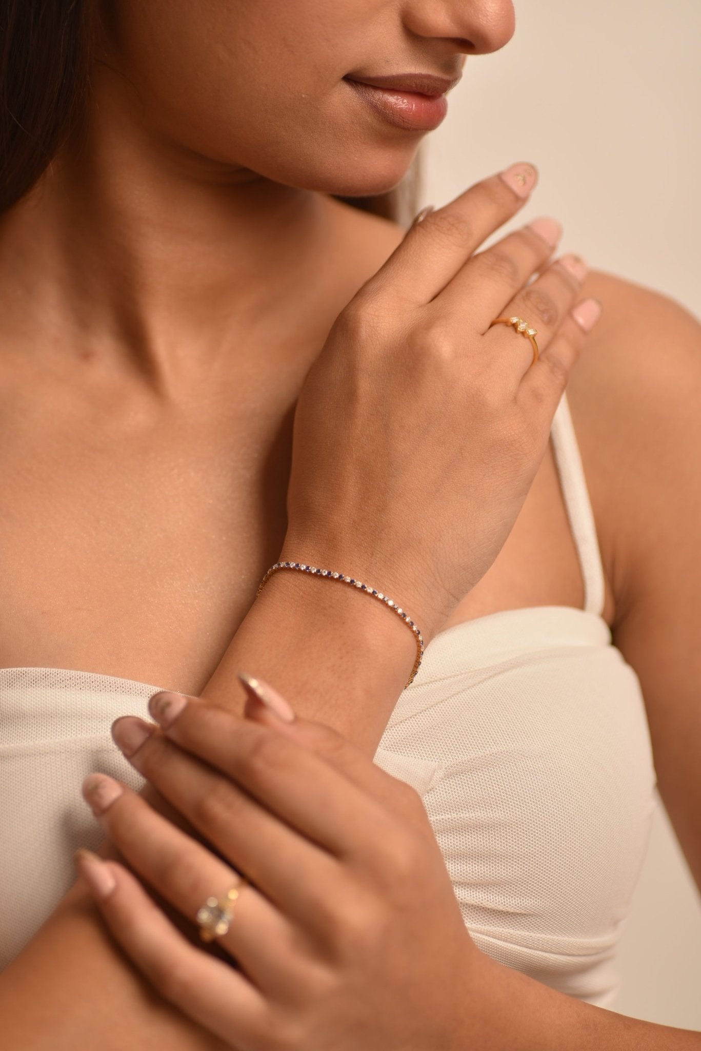 Natural Sapphire & Diamond Alternate Tennis Bracelet in 14K/18K Gold - Evara Jewelry LLC