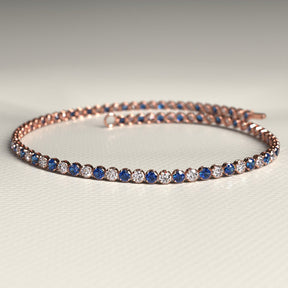 Natural Sapphire & Diamond Alternate Tennis Bracelet in 14K/18K Gold - Evara Jewelry LLC