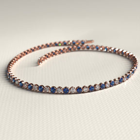 Natural Sapphire & Diamond Alternate Tennis Bracelet in 14K/18K Gold - Evara Jewelry LLC