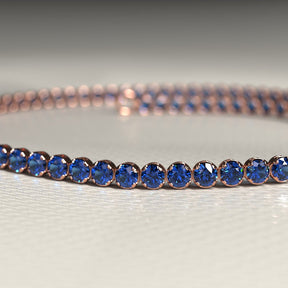Natural Sapphire Tennis Bracelet in 14K/18K White Gold / Blue Stacking Bracelet / September Birthstone Bracelet - Evara Jewelry LLC