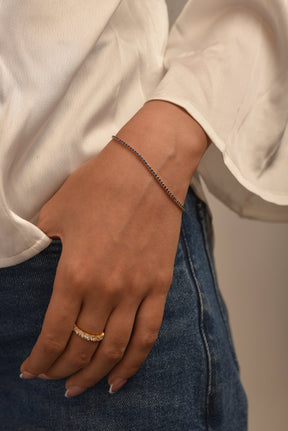 Natural Sapphire Tennis Bracelet in 14K/18K White Gold / Blue Stacking Bracelet / September Birthstone Bracelet - Evara Jewelry LLC