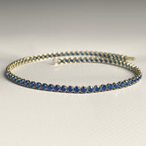 Natural Sapphire Tennis Bracelet in 14K/18K White Gold / Blue Stacking Bracelet / September Birthstone Bracelet - Evara Jewelry LLC