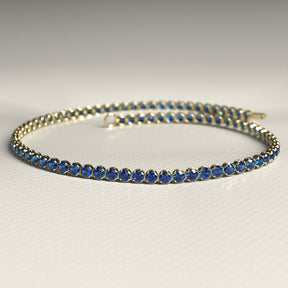 Natural Sapphire Tennis Bracelet in 14K/18K White Gold / Blue Stacking Bracelet / September Birthstone Bracelet - Evara Jewelry LLC