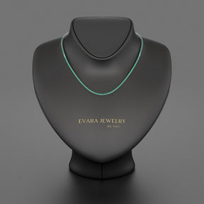Natural Zambian Green Emerald Tennis Necklace in 14K/18K White Gold - Evara Jewelry LLC