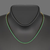 Natural Zambian Green Emerald Tennis Necklace in 14K/18K White Gold - Evara Jewelry LLC