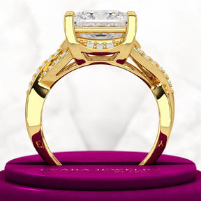 Nature Inspired 3 Carat Princess Cut Lab Grown Diamond Wedding Ring - Evara Jewelry LLC