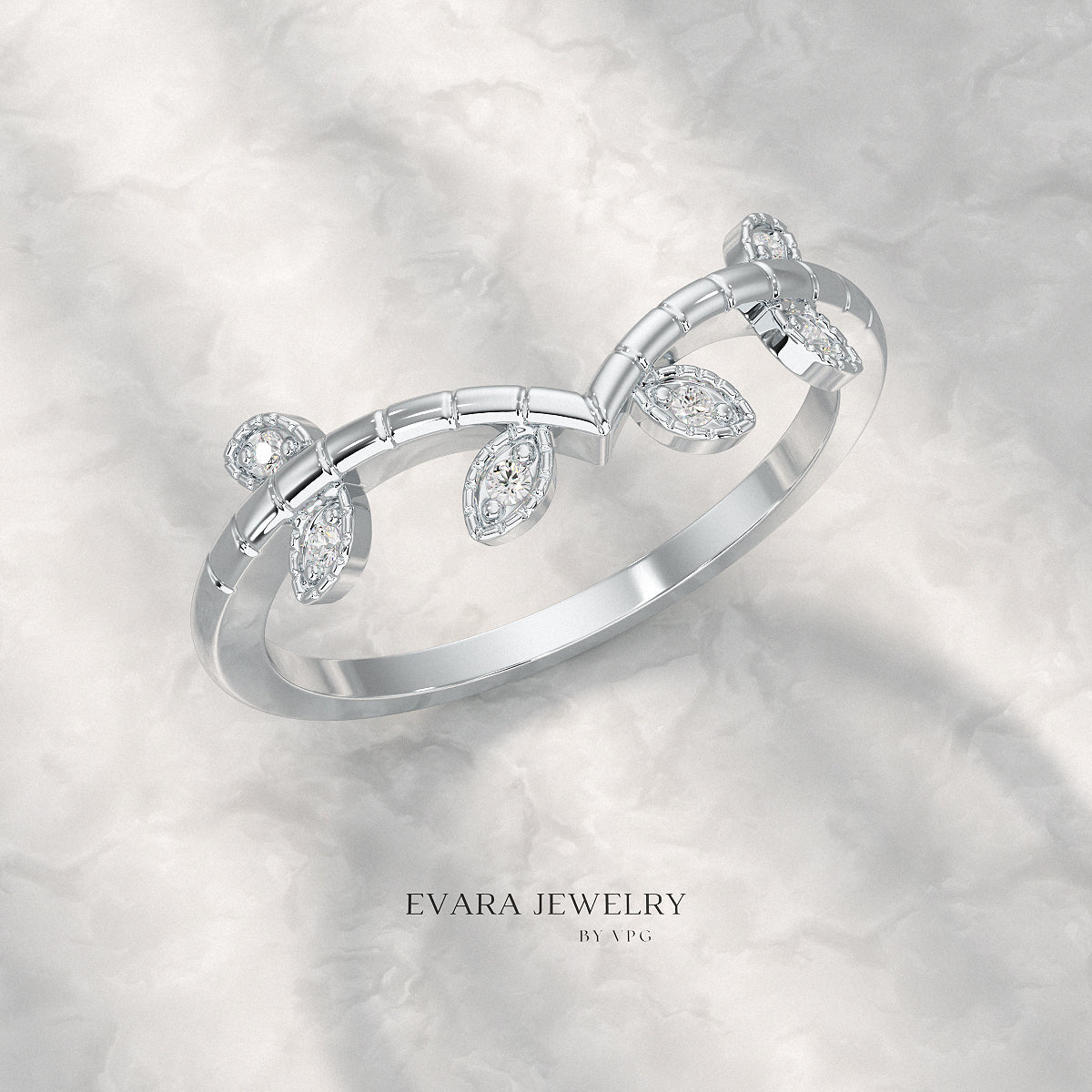 Nature Inspired Diamond Twig Stacking Ring - Evara Jewelry LLC