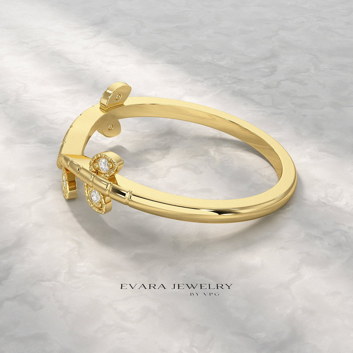 Nature Inspired Diamond Twig Stacking Ring - Evara Jewelry LLC