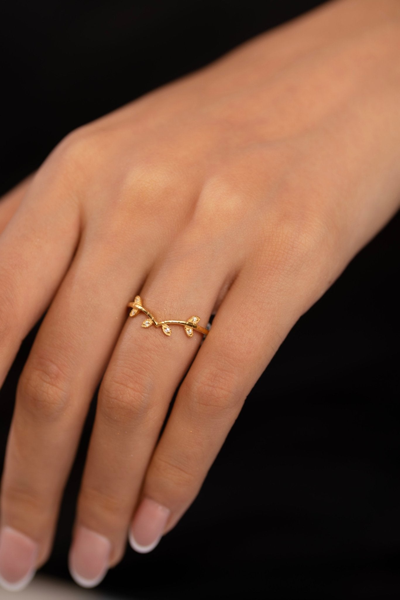Nature Inspired Diamond Twig Stacking Ring - Evara Jewelry LLC