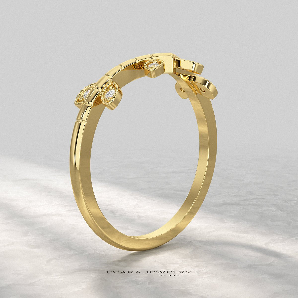 Nature Inspired Diamond Twig Stacking Ring - Evara Jewelry LLC