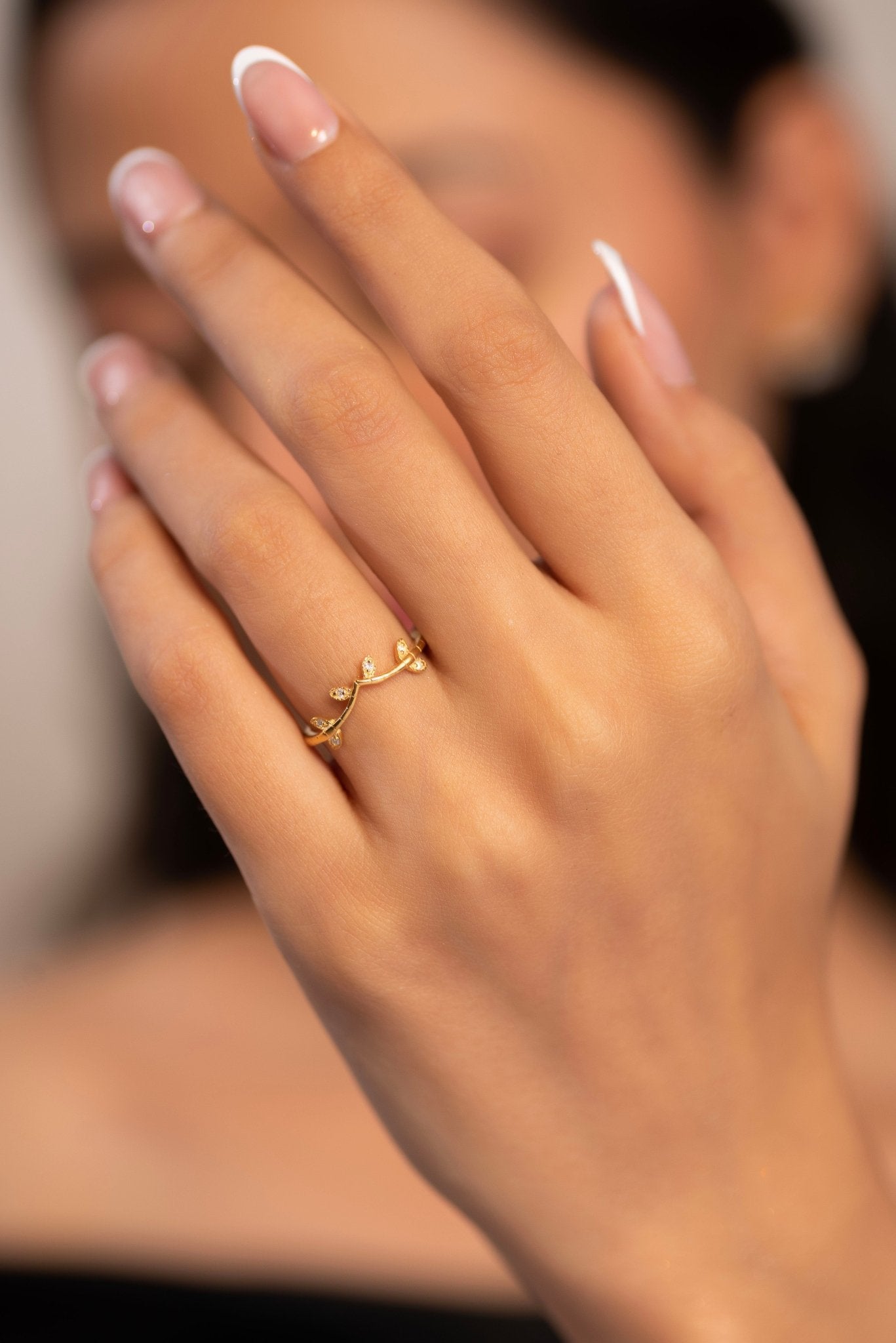 Nature Inspired Diamond Twig Stacking Ring - Evara Jewelry LLC