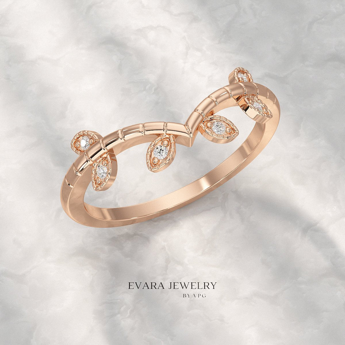 Nature Inspired Diamond Twig Stacking Ring - Evara Jewelry LLC