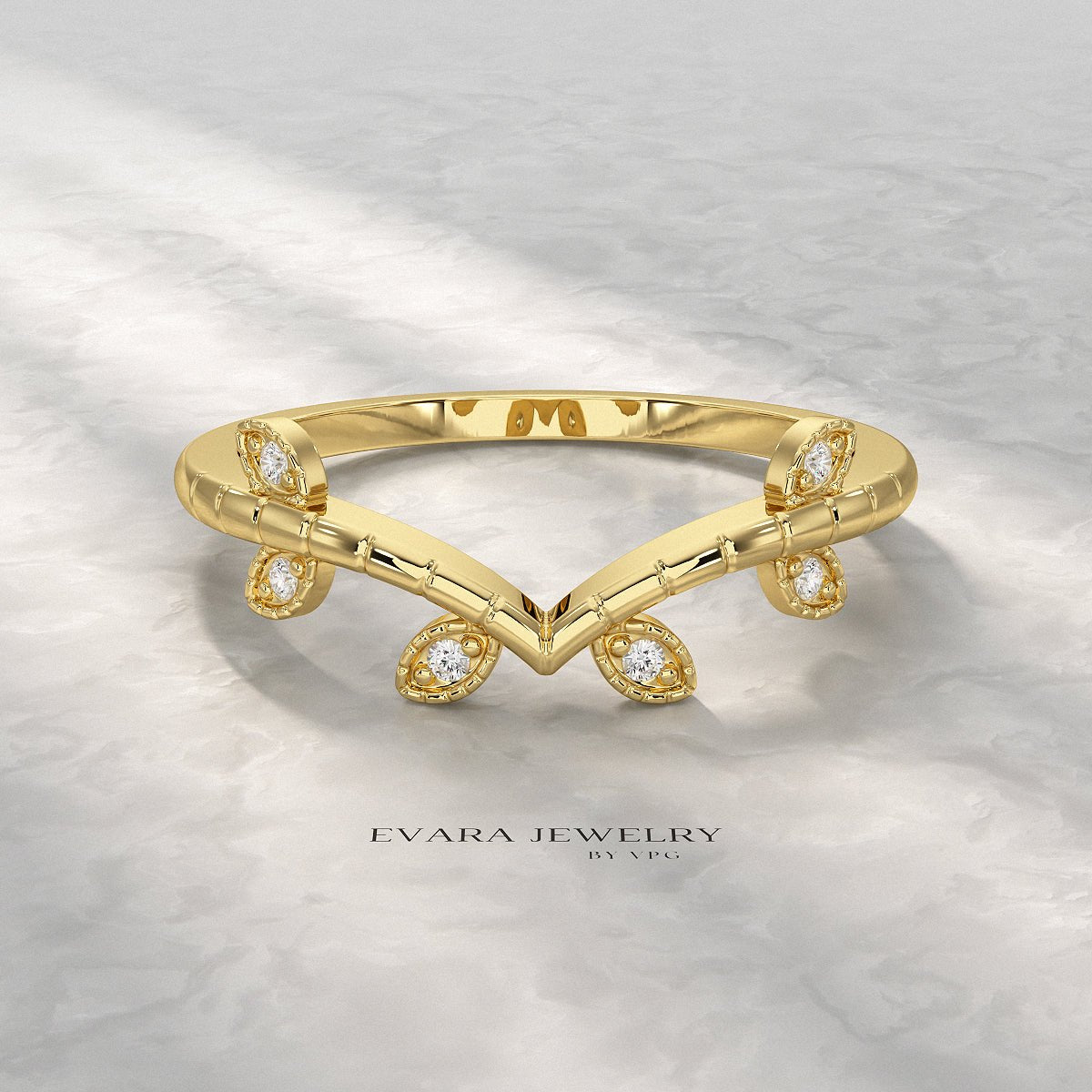 Nature Inspired Diamond Twig Stacking Ring - Evara Jewelry LLC