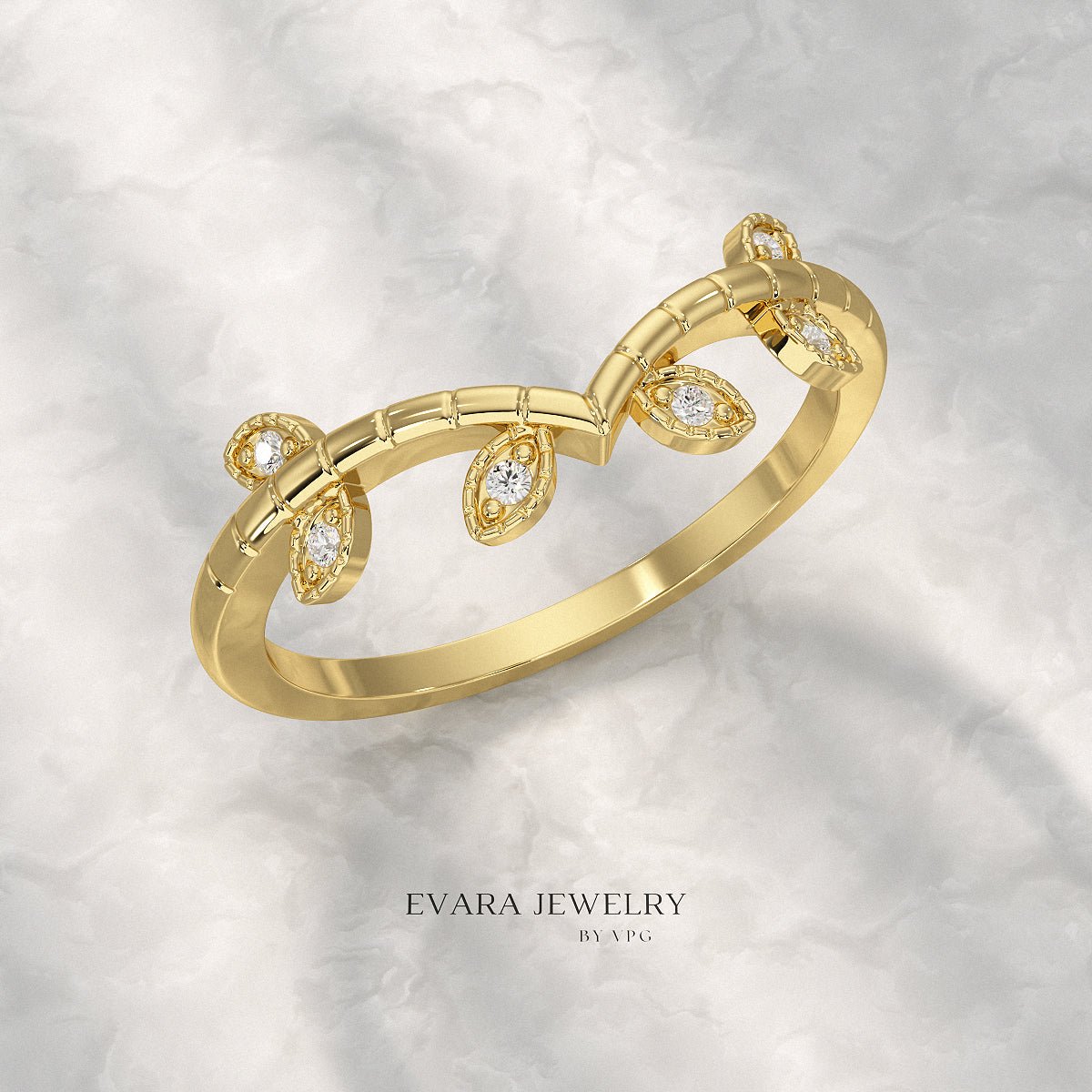 Nature Inspired Diamond Twig Stacking Ring - Evara Jewelry LLC