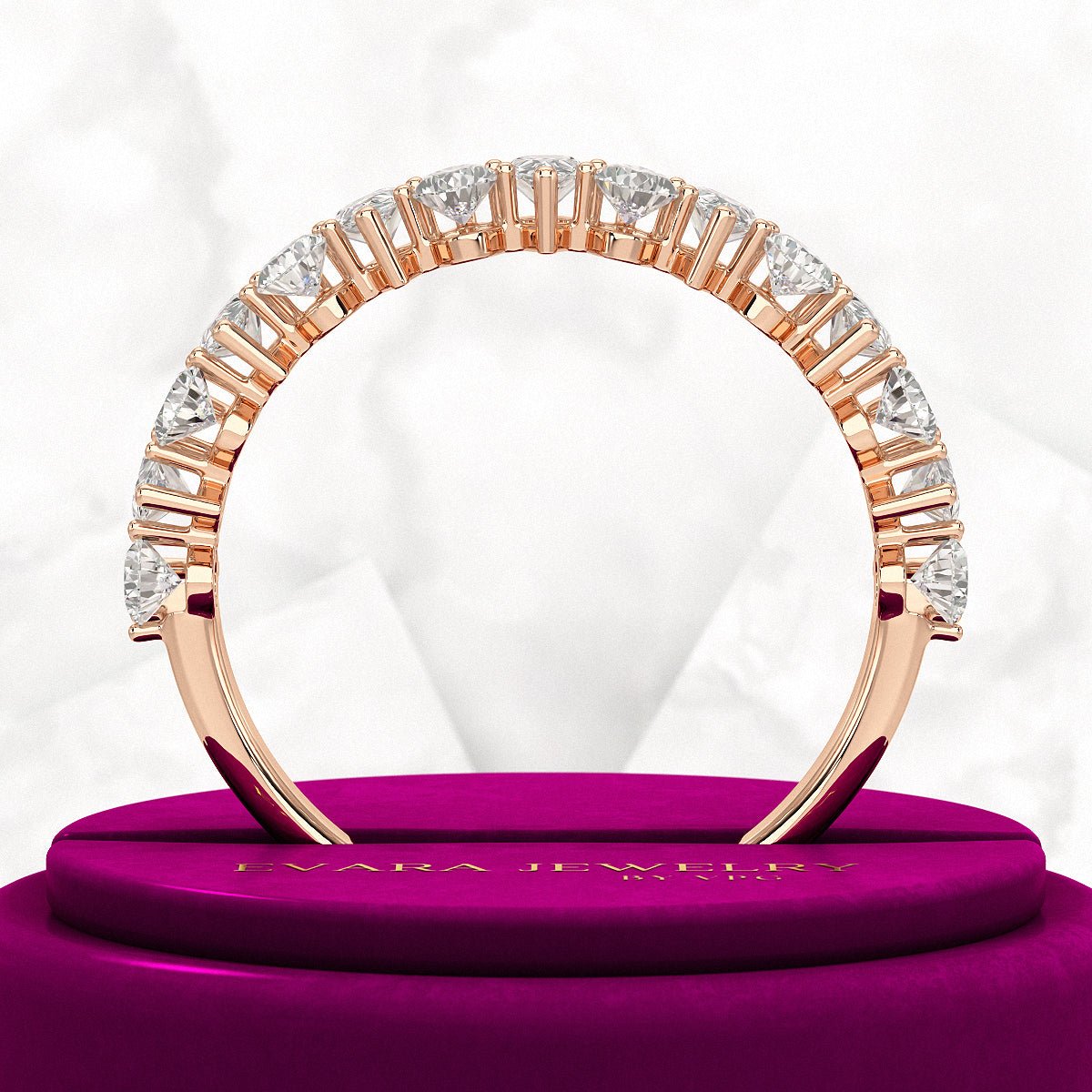 North South Pear Cut Diamond Art Deco Half Eternity Stacking Band - Evara Jewelry LLC