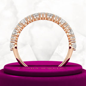 North South Pear Cut Diamond Art Deco Half Eternity Stacking Band - Evara Jewelry LLC