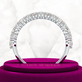 North South Pear Cut Diamond Art Deco Half Eternity Stacking Band - Evara Jewelry LLC