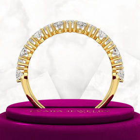 North South Pear Cut Diamond Art Deco Half Eternity Stacking Band - Evara Jewelry LLC