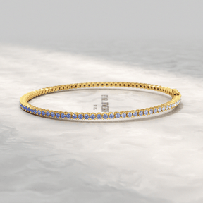 Ombre 3.14 Carats Natural Blue Sapphire Tennis Bracelet in 14K/18K Yellow Gold - Evara Jewelry LLC