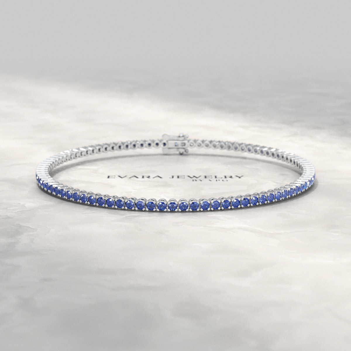Ombre 3.14 Carats Natural Blue Sapphire Tennis Bracelet in 14K/18K Yellow Gold - Evara Jewelry LLC