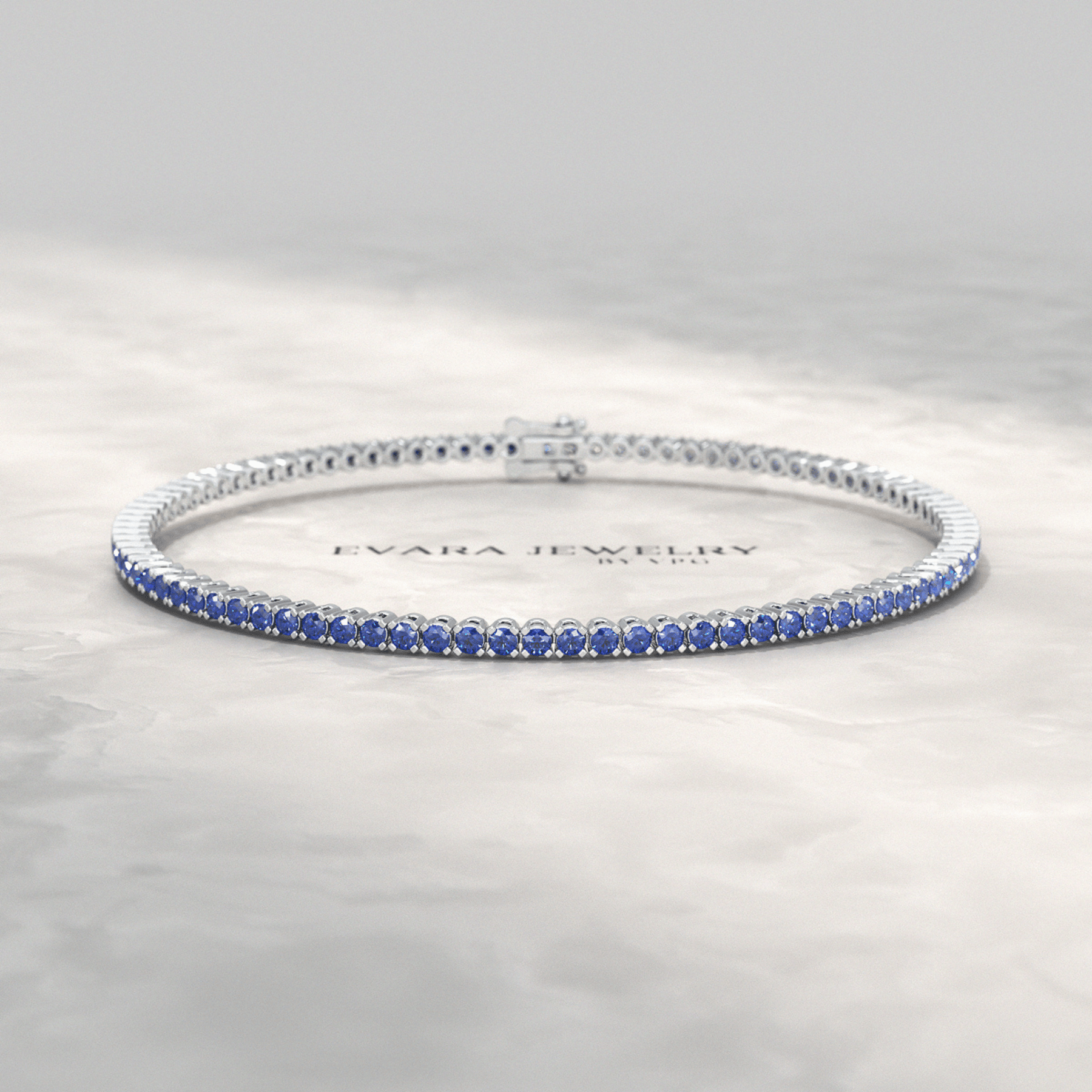 Ombre 3.14 Carats Natural Blue Sapphire Tennis Bracelet in 14K/18K Yellow Gold - Evara Jewelry LLC