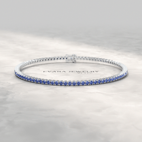 Ombre 3.14 Carats Natural Blue Sapphire Tennis Bracelet in 14K/18K Yellow Gold - Evara Jewelry LLC