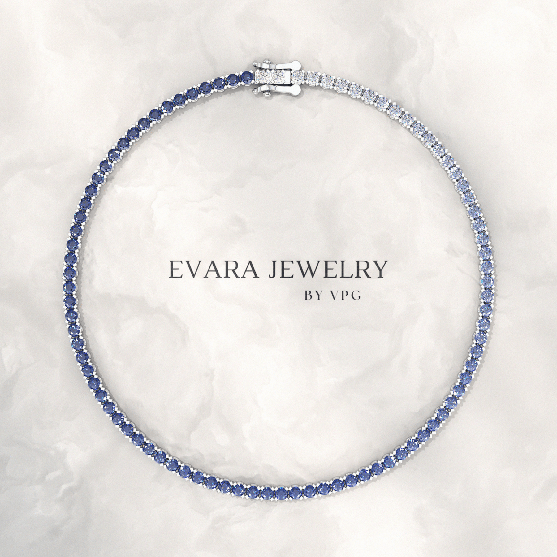 Ombre 3.14 Carats Natural Blue Sapphire Tennis Bracelet in 14K/18K Yellow Gold - Evara Jewelry LLC