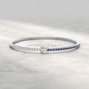 Ombre 3.14 Carats Natural Blue Sapphire Tennis Bracelet in 14K/18K Yellow Gold - Evara Jewelry LLC