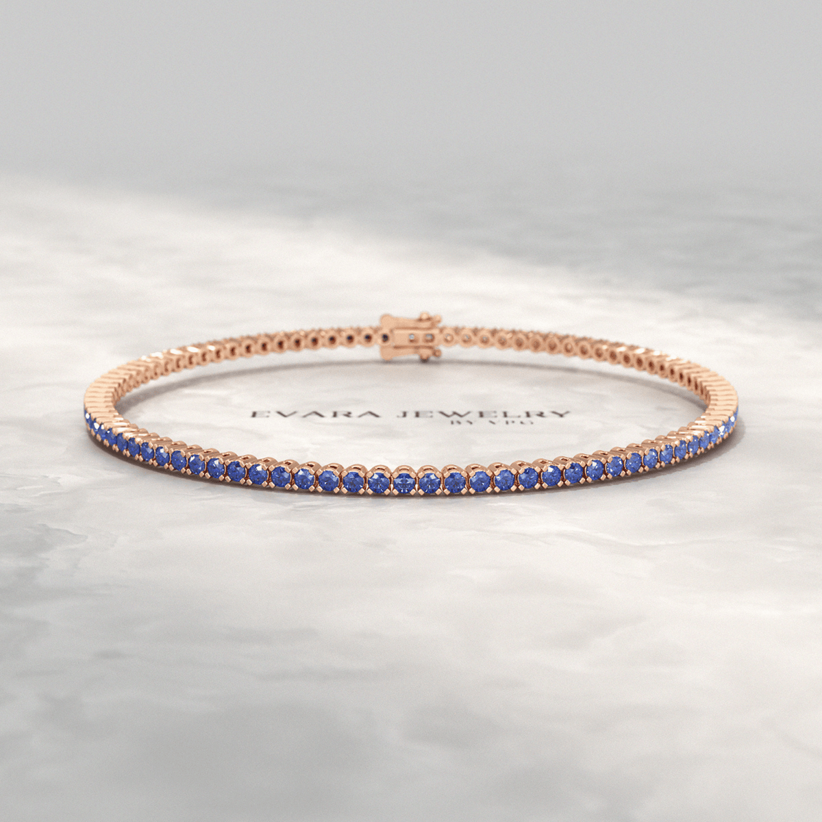 Ombre 3.14 Carats Natural Blue Sapphire Tennis Bracelet in 14K/18K Yellow Gold - Evara Jewelry LLC