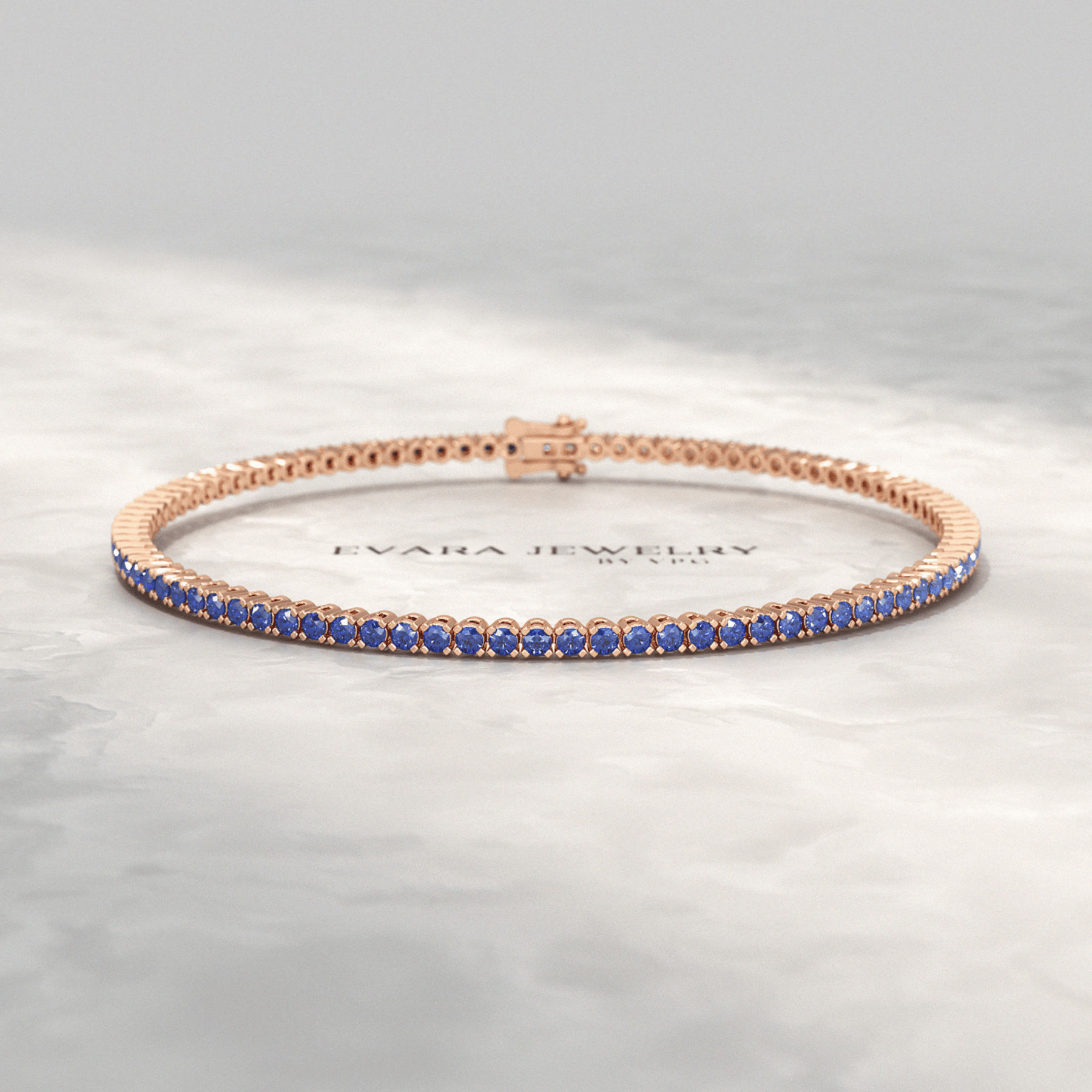 Ombre 3.14 Carats Natural Blue Sapphire Tennis Bracelet in 14K/18K Yellow Gold - Evara Jewelry LLC