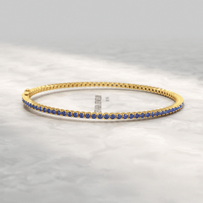 Ombre 3.14 Carats Natural Blue Sapphire Tennis Bracelet in 14K/18K Yellow Gold - Evara Jewelry LLC