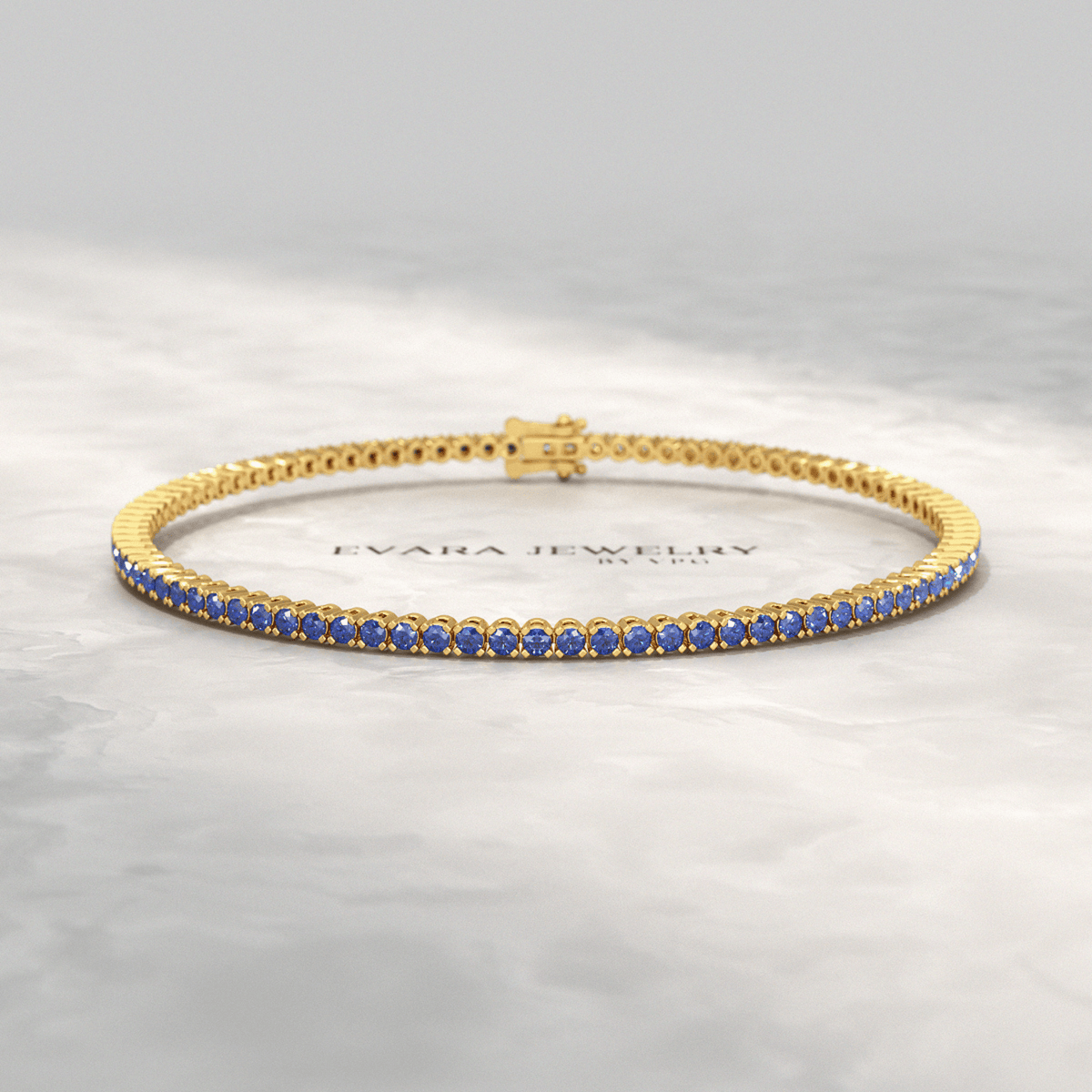 Ombre 3.14 Carats Natural Blue Sapphire Tennis Bracelet in 14K/18K Yellow Gold - Evara Jewelry LLC