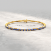 Ombre 3.14 Carats Natural Blue Sapphire Tennis Bracelet in 14K/18K Yellow Gold - Evara Jewelry LLC