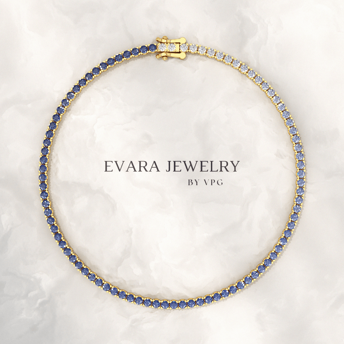 Ombre 3.14 Carats Natural Blue Sapphire Tennis Bracelet in 14K/18K Yellow Gold - Evara Jewelry LLC