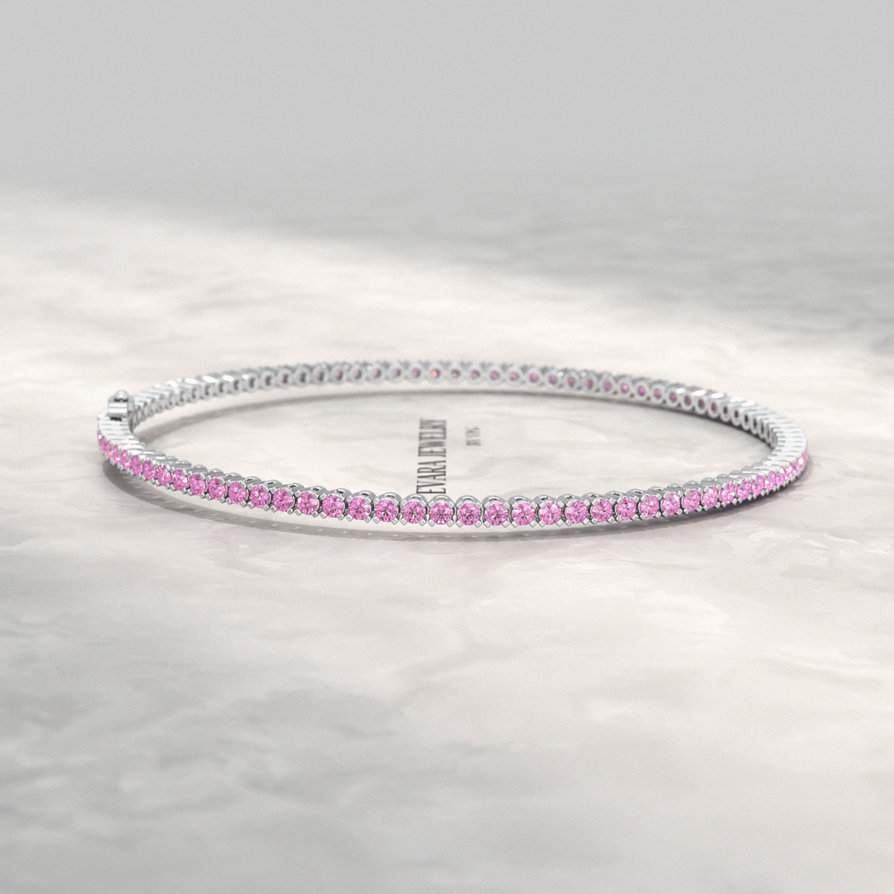 Ombre 3.24 Carats Natural Pink Sapphire Tennis Bracelet in 14K/18K White Gold - Evara Jewelry LLC