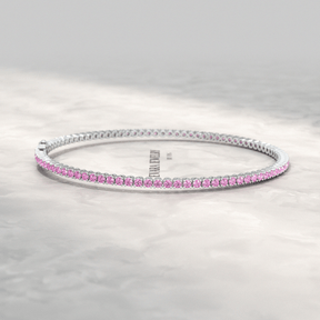 Ombre 3.24 Carats Natural Pink Sapphire Tennis Bracelet in 14K/18K White Gold - Evara Jewelry LLC