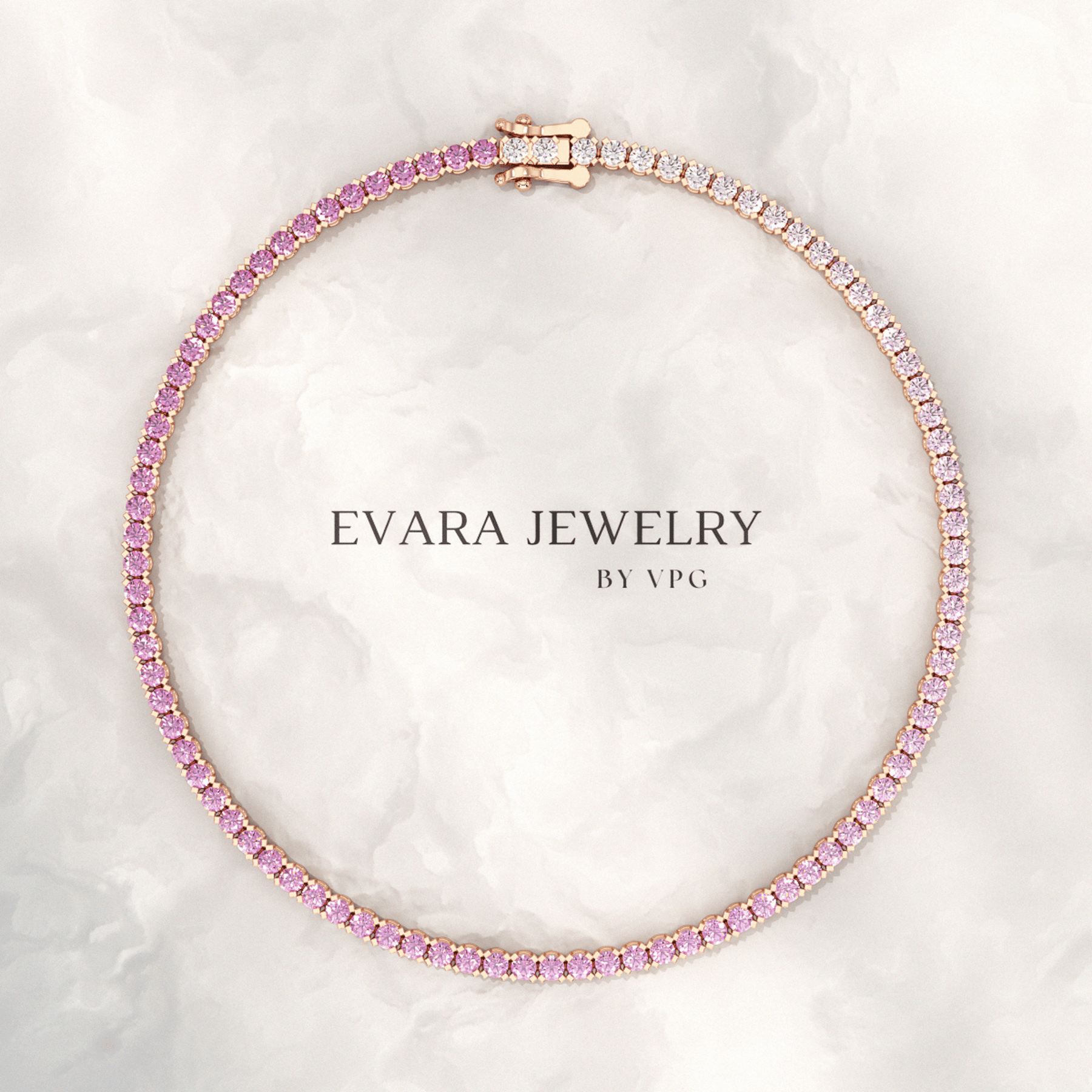 Ombre 3.24 Carats Natural Pink Sapphire Tennis Bracelet in 14K/18K White Gold - Evara Jewelry LLC
