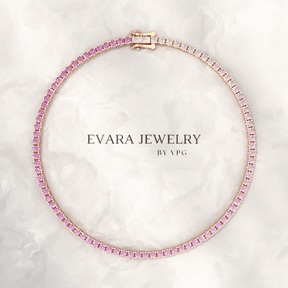 Ombre 3.24 Carats Natural Pink Sapphire Tennis Bracelet in 14K/18K White Gold - Evara Jewelry LLC