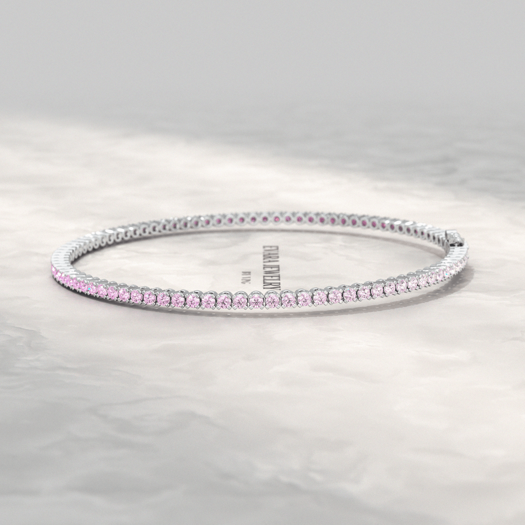 Ombre 3.24 Carats Natural Pink Sapphire Tennis Bracelet in 14K/18K White Gold - Evara Jewelry LLC