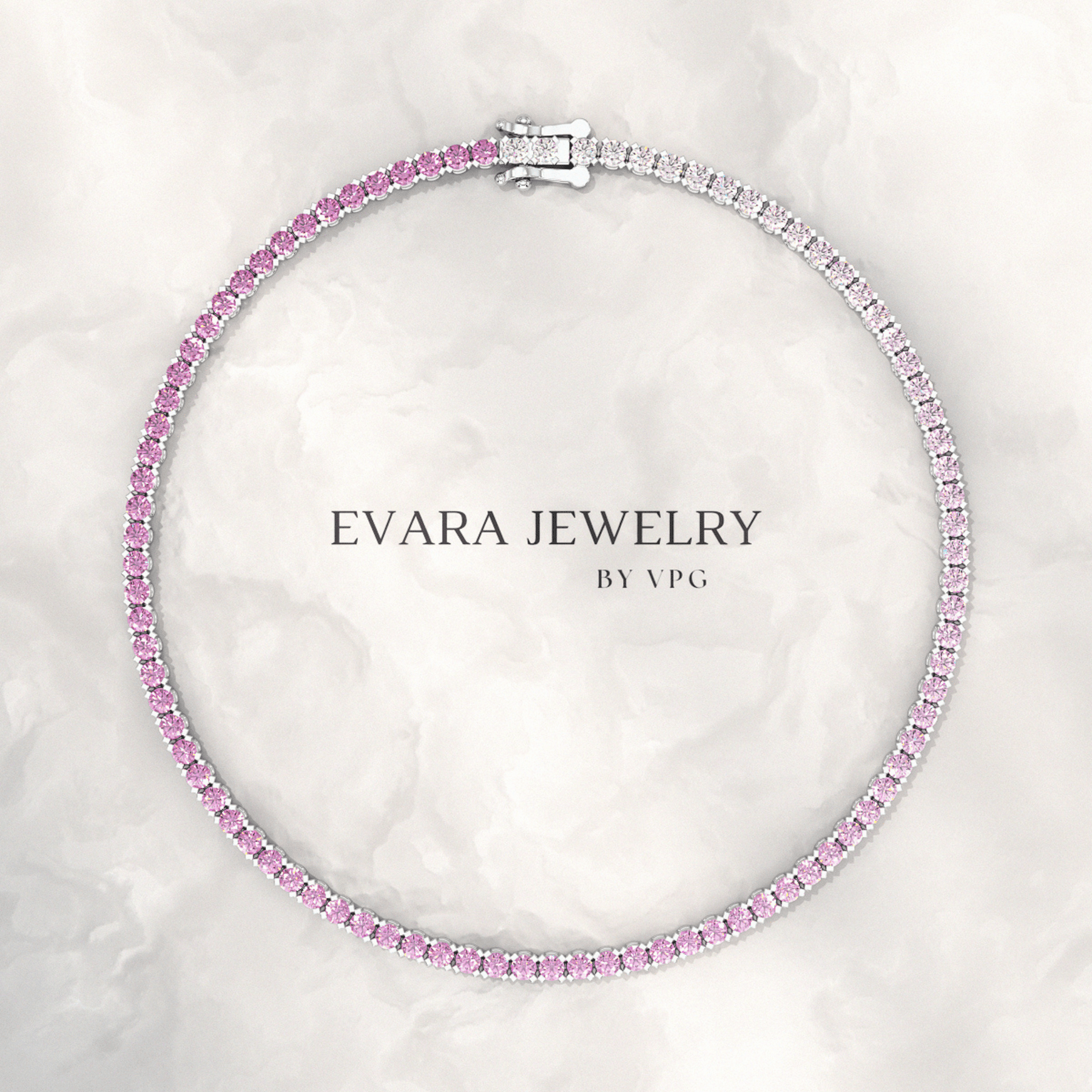 Ombre 3.24 Carats Natural Pink Sapphire Tennis Bracelet in 14K/18K White Gold - Evara Jewelry LLC