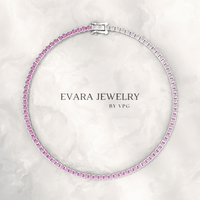 Ombre 3.24 Carats Natural Pink Sapphire Tennis Bracelet in 14K/18K White Gold - Evara Jewelry LLC