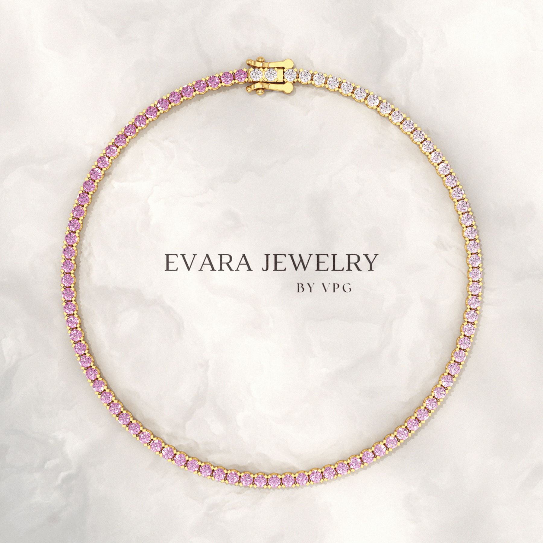 Ombre 3.24 Carats Natural Pink Sapphire Tennis Bracelet in 14K/18K White Gold - Evara Jewelry LLC