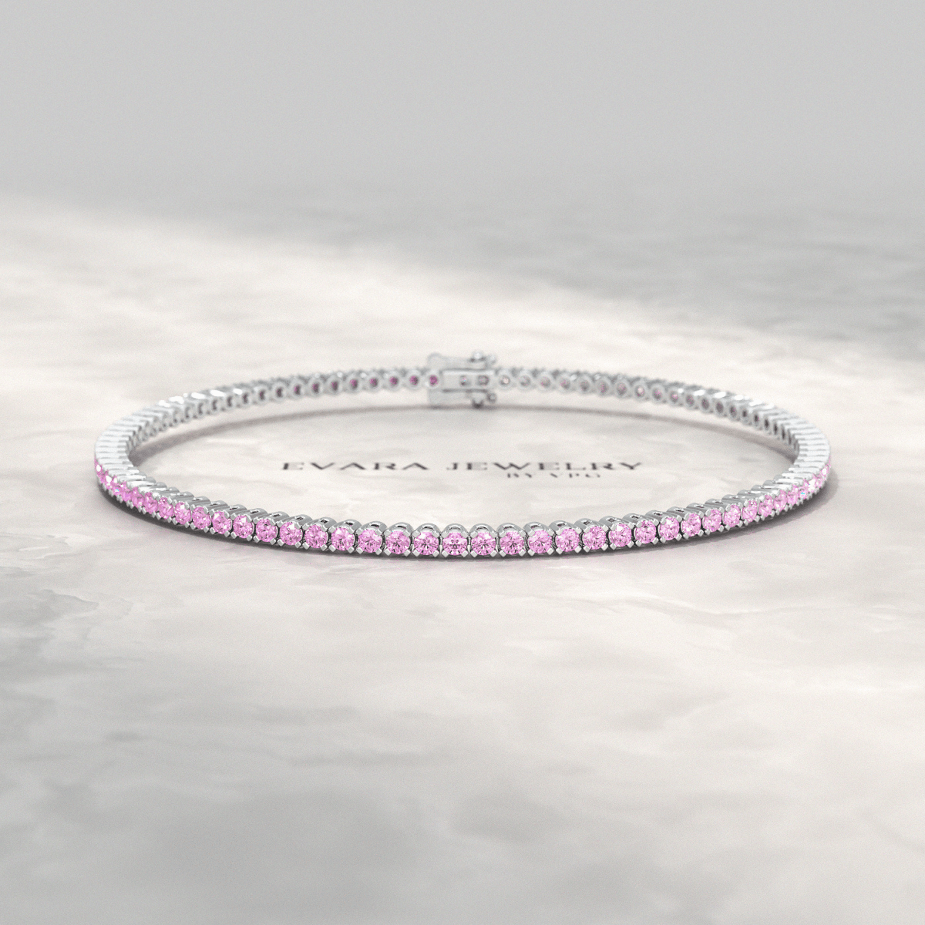 Ombre 3.24 Carats Natural Pink Sapphire Tennis Bracelet in 14K/18K White Gold - Evara Jewelry LLC
