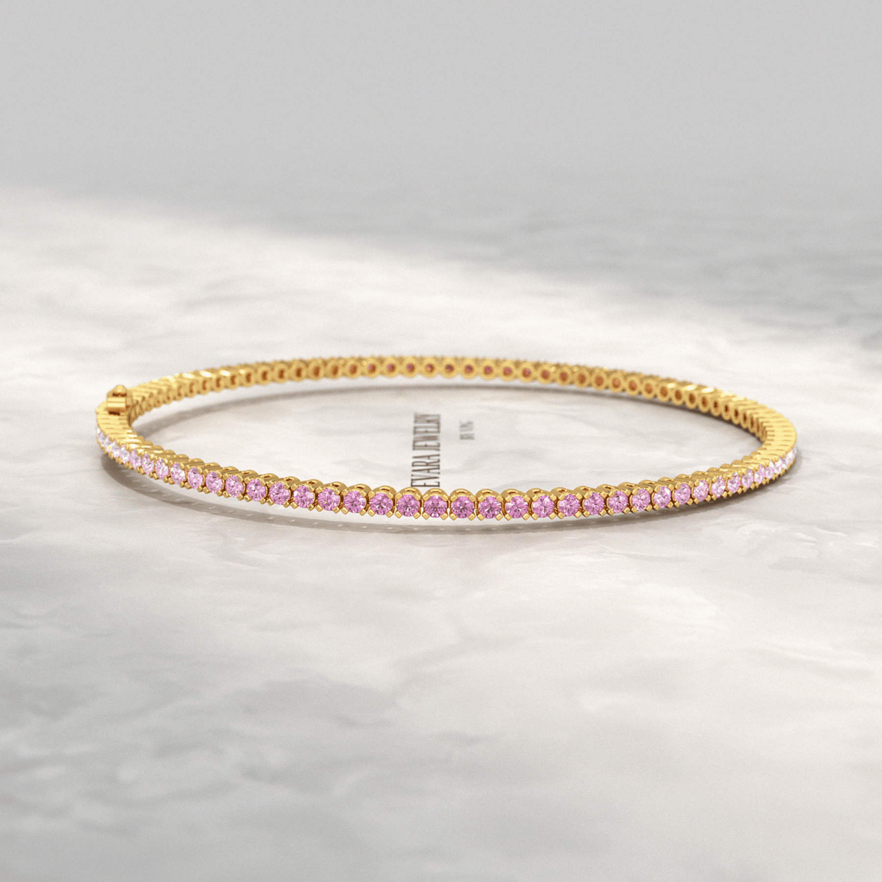 Ombre 3.28 Carats Natural Pink Sapphire Tennis Bracelet in 14K/18K Rose Gold - Evara Jewelry LLC